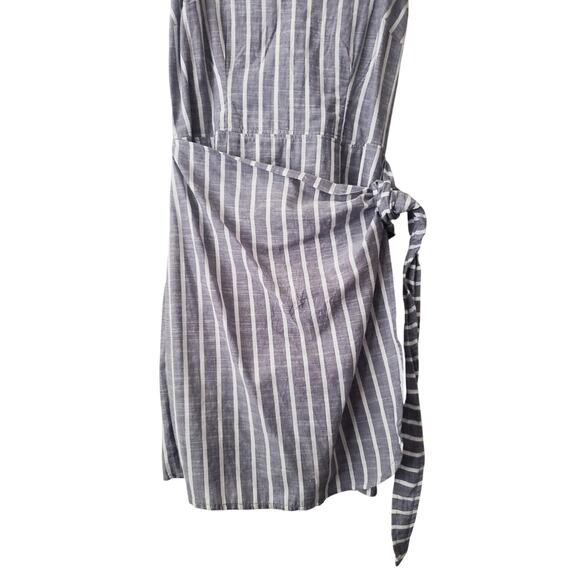 Abercrombie & Fitch 100% Cotton Striped Wrap Front Mini Dress Gray Size Small - Picture 3 of 8